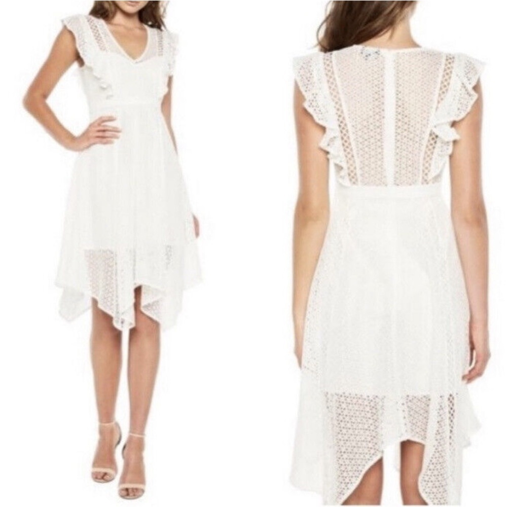 Bardot Elias Lace Eyelet Midi Dress White Size 6 / S